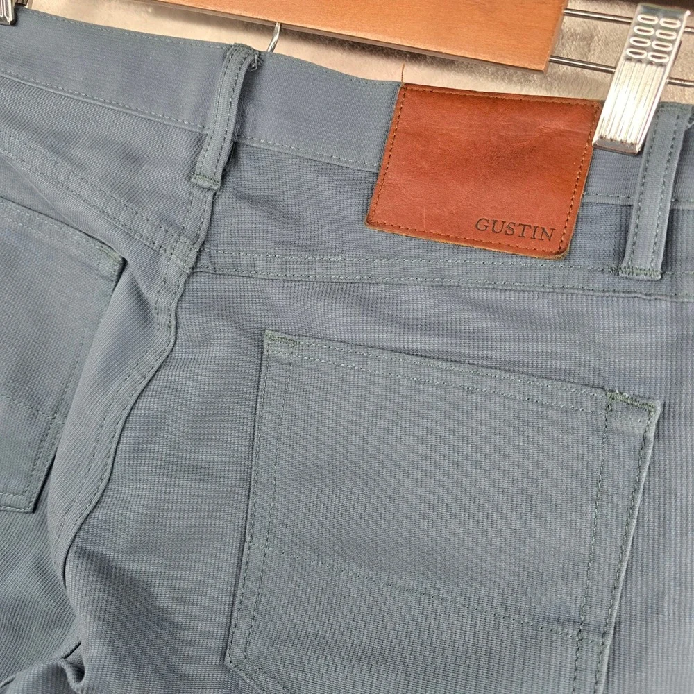 Gustin Bedford Cord Pants Mens 32 Blue Slim Fit Textured Trousers‎ Denim